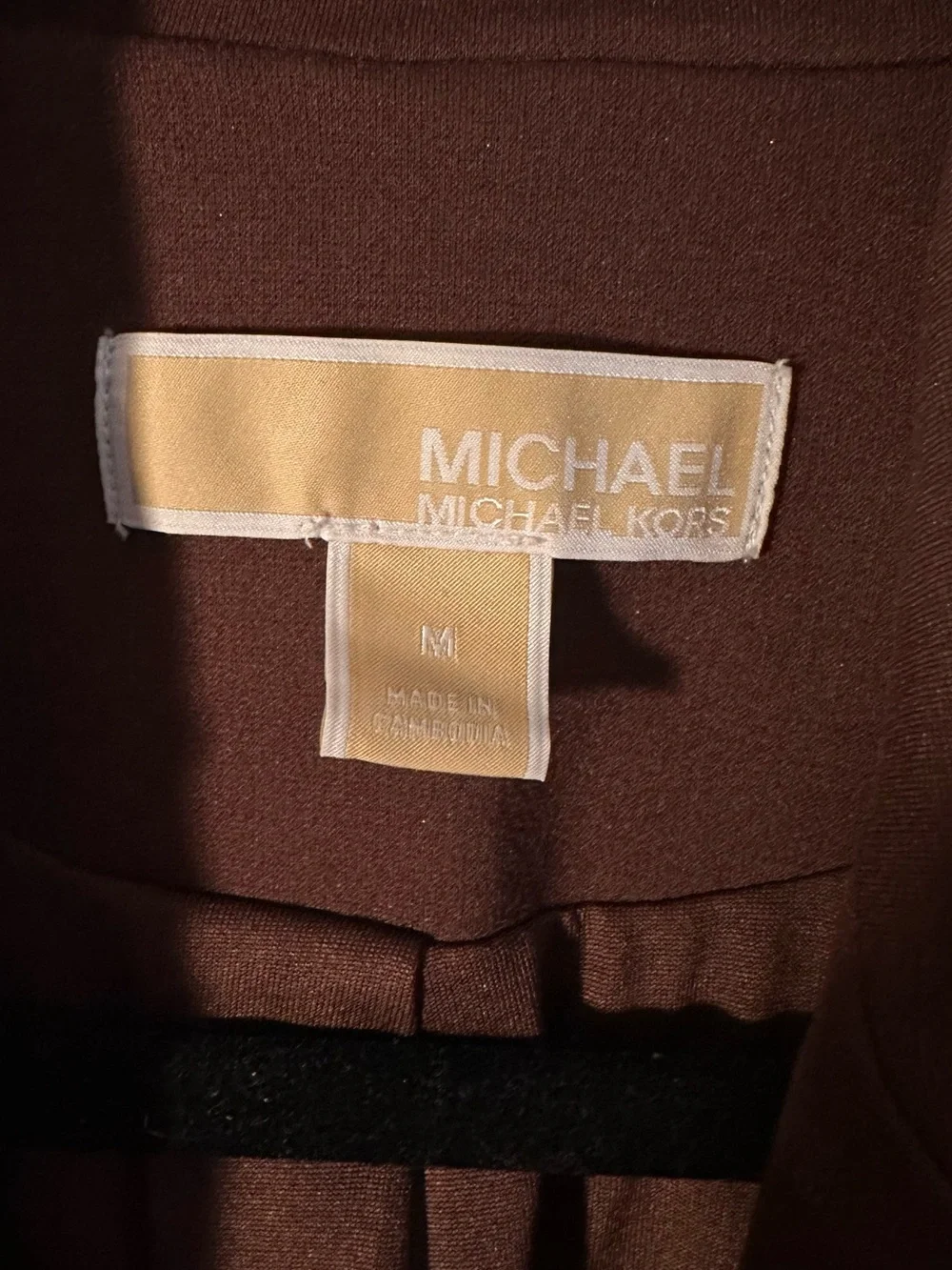 Michael Kors Chocolate Brown/Deep Plum Blazer with Faux-Leather Trim